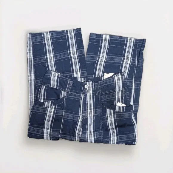 Free People Brecan Plaid Blue Pants High Rise Boho Goblincore Women’s SZ 30 - Picture 8 of 13